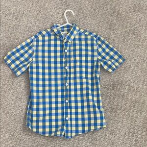 Old Navy Boys Easter Plaid Gingham Short Sleeve Button Down Shirt Size Medium